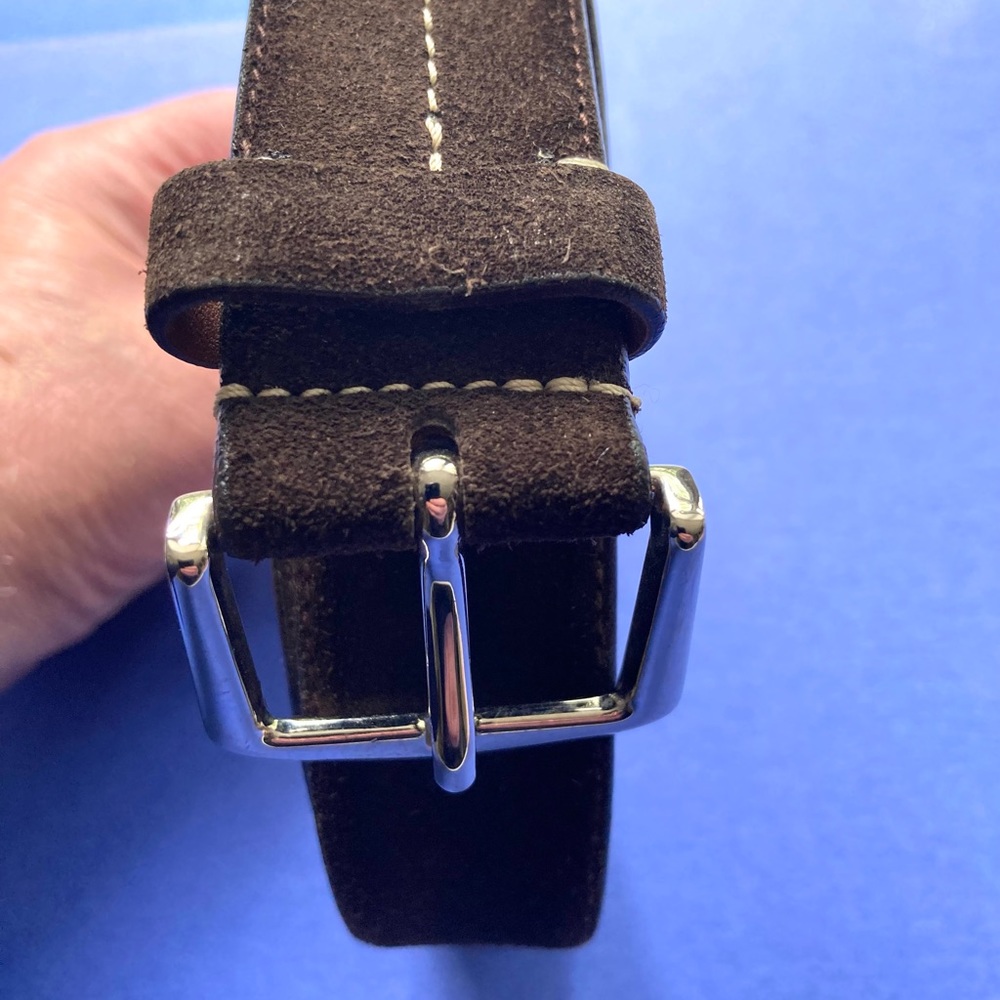 Original Loro Piana brown suede men’s belt size 105 UK 40 US slightly worn